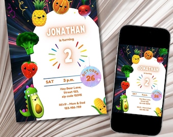 Hej Björn Födelsedagsinbjudan: Dansande Frukt Evite (Digital Nedladdning)