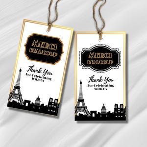 Paris Thank You Tag,Printable Favor Tag,Paris Favors,Eiffel Tower Thank You Tag,Digital download tag,printable tags,Emily in Paris tags
