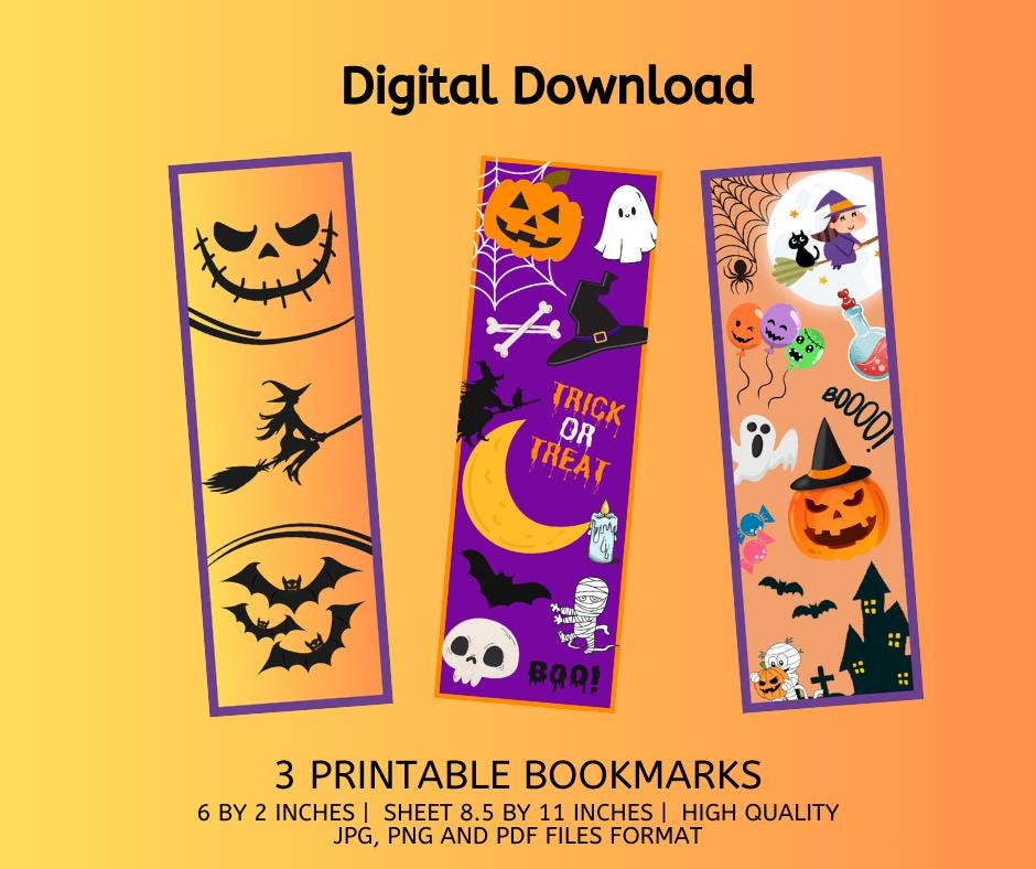 Halloween Printable Bookmarks,halloween Bookmarks, Halloween Gifts
