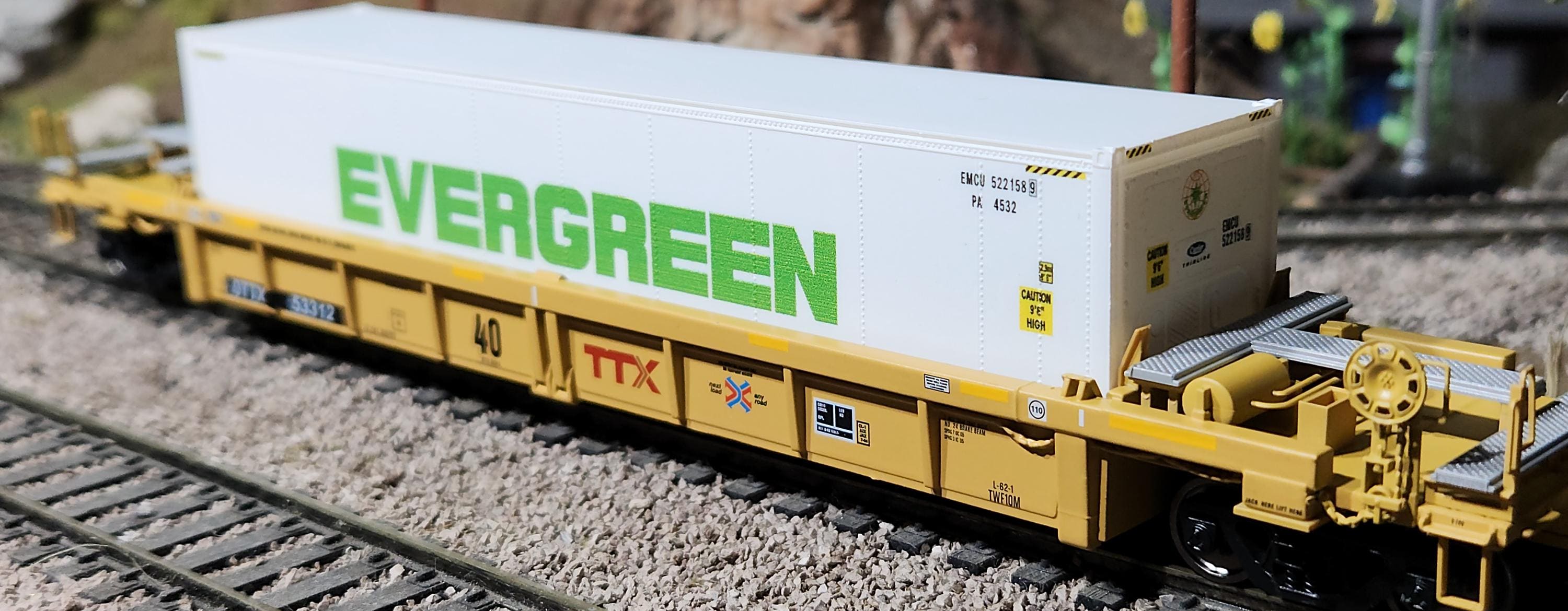 Walthers Ho Scale Train 40' Well Car TTX DTTX #53312 With Evergreen 40 ...