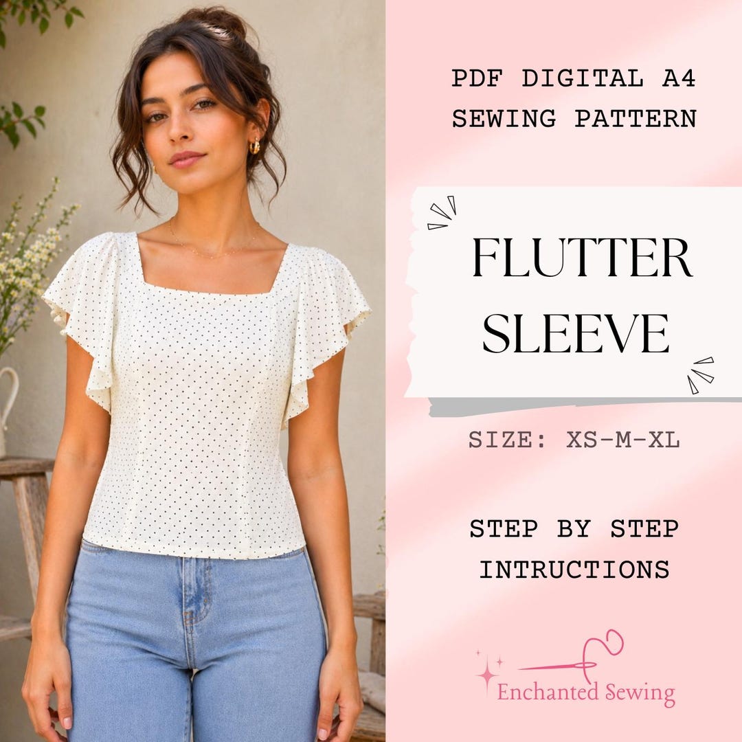 Flutter Sleeve Blouse Sewing Pattern | Easy Loose Top PDF (XS-XL) - Etsy
