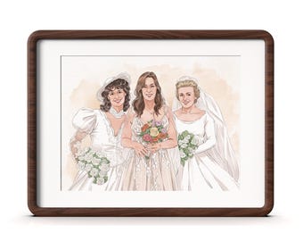 Retrato personalizado de la novia y su madre, regalo de boda, regalo de boda para la madre de la novia, retrato artístico de la madre de la novia, regalos para mamá, aniversario de boda
