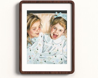 Retrato de bebé en acuarela, pintura fotográfica personalizada, dibujo artístico familiar para recién nacidos, ilustración personalizada dibujada a mano, boceto de recuerdo de aniversario