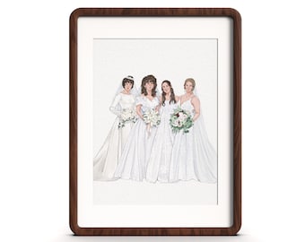 Retrato personalizado de la novia y su madre, retrato personalizado a partir de una foto, regalo de boda para la madre de la novia, retrato artístico de la madre de la novia, regalo de la hija