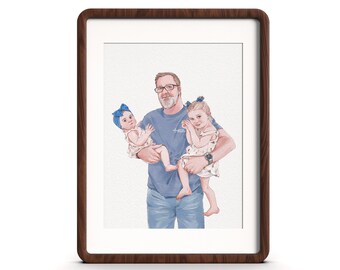Retrato personalizado en acuarela, pintura personalizada a partir de una foto, regalo personalizado para padres, regalo de hija, regalo de boda personalizado
