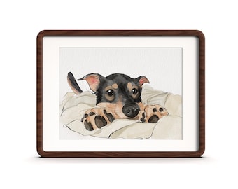 Retrato de mascota en acuarela 100 % hecho a mano, retratos de perros a partir de fotos, retratos de perros a partir de fotos, pintura de mascotas, miniaturas, pinturas pequeñas personalizadas