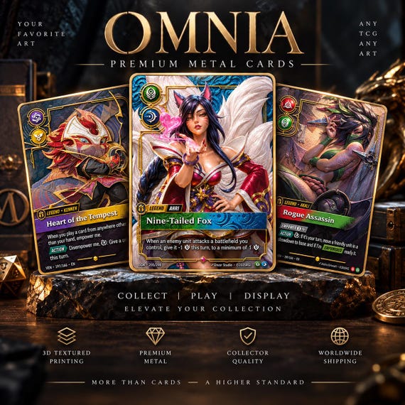 Riftbound 3D Textured Metal Card | Custom Champion Display Card | Premium TCG Collector Gift | Ahri, Akali, Kai'Sa & More