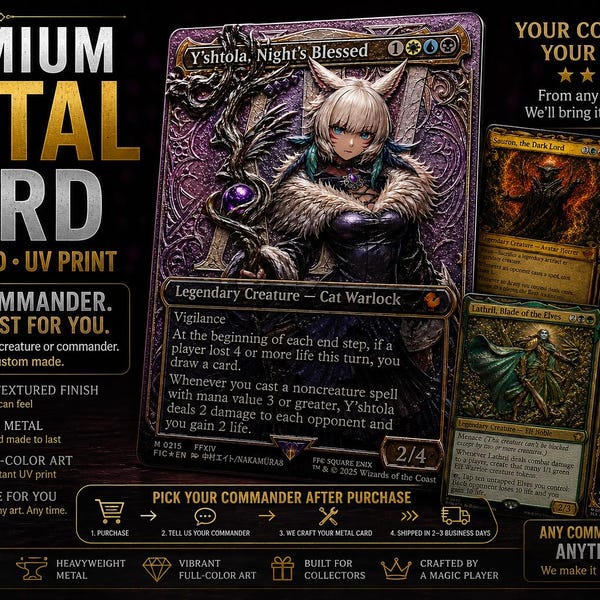 3D UV Textured Metal Commander Card – Any MTG Commander | Personalized Display Card | MTG Display Piece | Mtg Metal Card