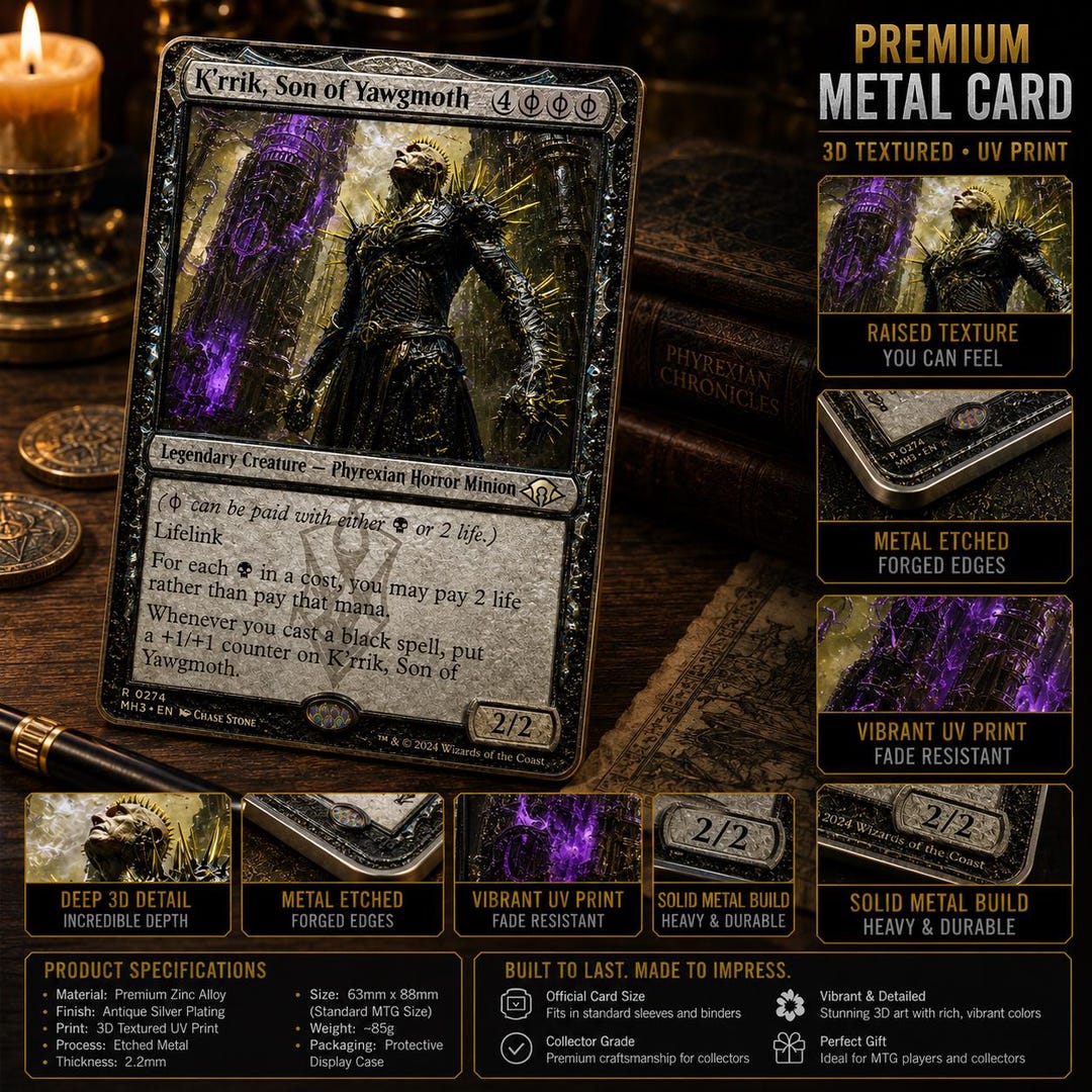 K'rrik Son of Yawgmoth 3D Textured Metal Card, MTG Collectible
