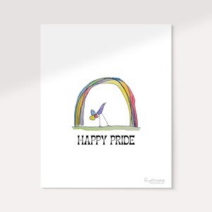 Happy Pride LGBTQ Rainbow and Bird Illustration