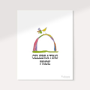 Celebrating Pride LGBTQ Rainbow and Bird Illustration