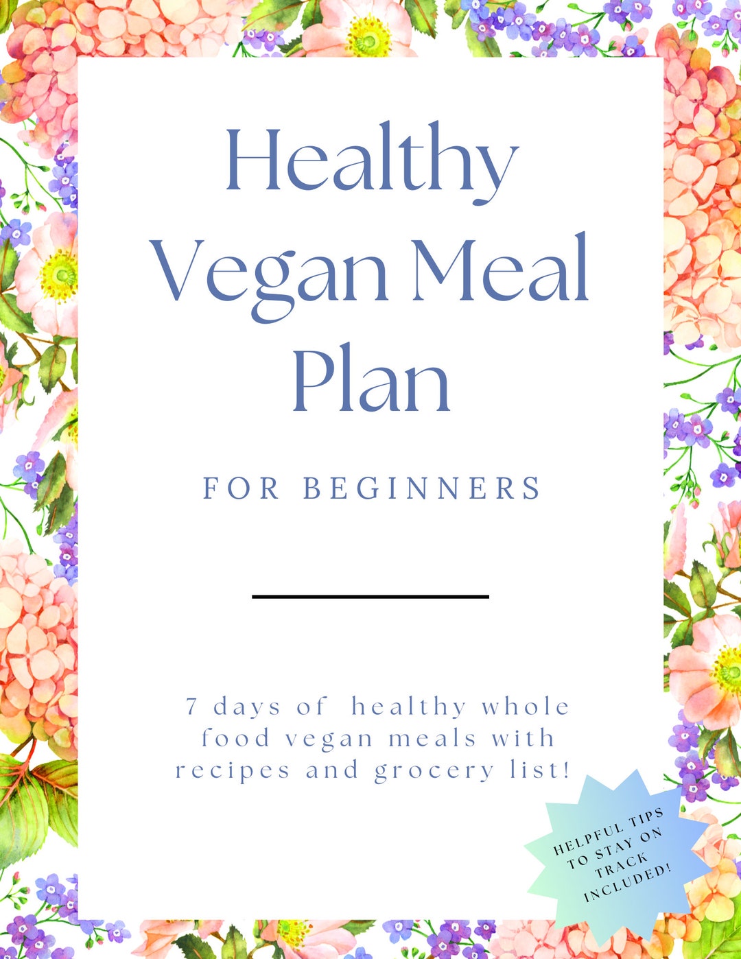 7 Day Vegan Meal Plan for Beginners - Etsy