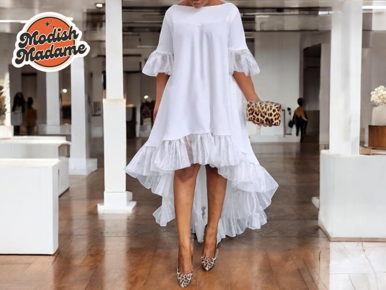 Classy Plain Half Sleeve Midi Dress main image 0