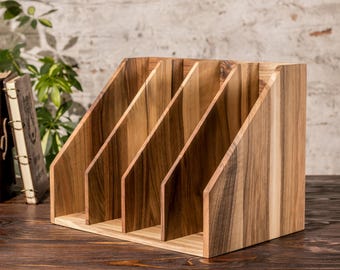 Wooden Folder Stand - Office Folder Storage, Handmade Document Holder, Stand for Books and Magazine