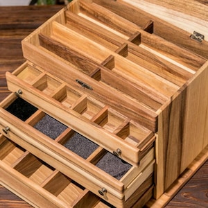 Rustic jewelry organizer for women, Decorative storage box, Jewelry holder, Large jewelry box, Handmade wooden jewelry box with drawers