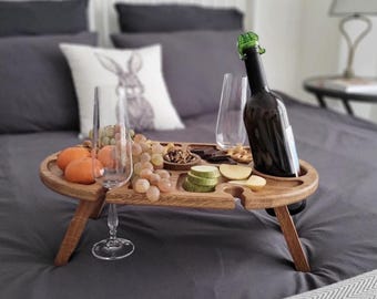 Personalize Wine Table & Charcuterie Board, Wooden Food Tray, Meat And Cheese Plate, Mother's Day Gift, Wine Set Gift, Gift for Parents