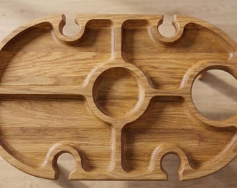 Wine Wooden Portable Picnic Table, Outdoors Cheese and Snack Tray, Wooden Gift for Birthday, Oak Tray for Wine and Food, Wine Lover Gift
