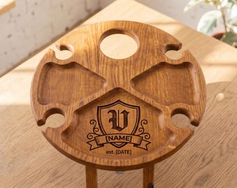 Personalisieren Sie Weingeschenke, klappbarer Weintisch im Freien, Weinliebhaber-Geschenk, tragbare Terrassenmöbel, Valentinstagsgeschenk-Picknicktisch