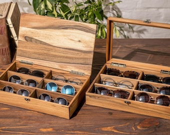 Personalized Walnut Sunglasses Case – Elegant Eyeglass Holder, Glasses Box, Eyewear Sleeve, & Glasses Holder, Gift Woman Sunglasses Lovers