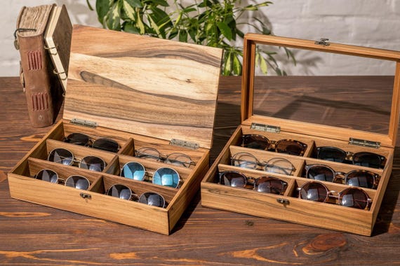 Personalized Walnut Sunglasses Case – Elegant Eyeglass Holder, Glasses Box, Eyewear Sleeve, & Glasses Holder, Gift Woman Sunglasses Lovers