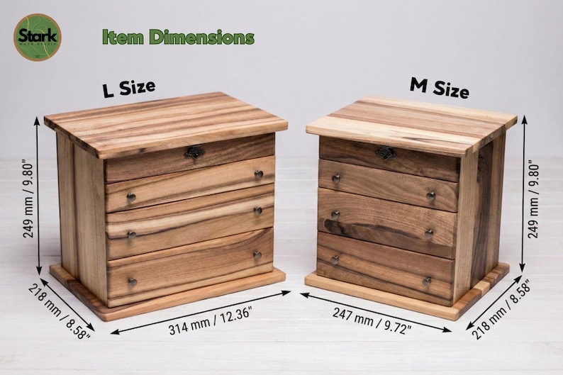 Large Walnut Jewelry Box with Drawers | Mid Century Modern Wood Organizer | Luxury Watch & Sunglasses Case | Personalized Gift for Her image 2