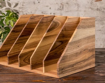 Wooden Folder Stand - Office Folder Storage, Handmade Document Holder, Stand for Books and Magazine