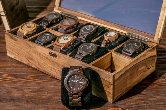 Premium Holz Armbanduhr Vitrine mit 10 Sektionen Perfektes