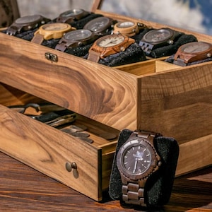 Premium Wooden Watch Display Box with Drawer - Perfect Men’s Watch Storage Solution