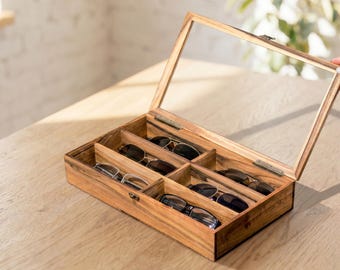 Estuche personalizado de nogal para gafas de sol: elegante soporte para gafas, caja para gafas, funda para gafas y estuche para gafas, regalo para mujeres amantes de las gafas de sol.