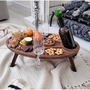 Tabla de charcutería de madera, bandeja para queso, mesa portátil de madera personalizada, regalo ideal para amantes del vino, mesa de charcutería de regalo personalizada