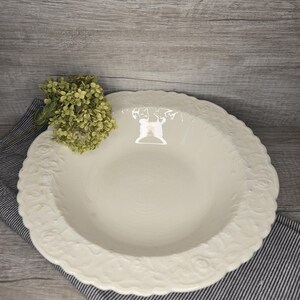 Vintage Ironstone Serving Bowl with Floral Design