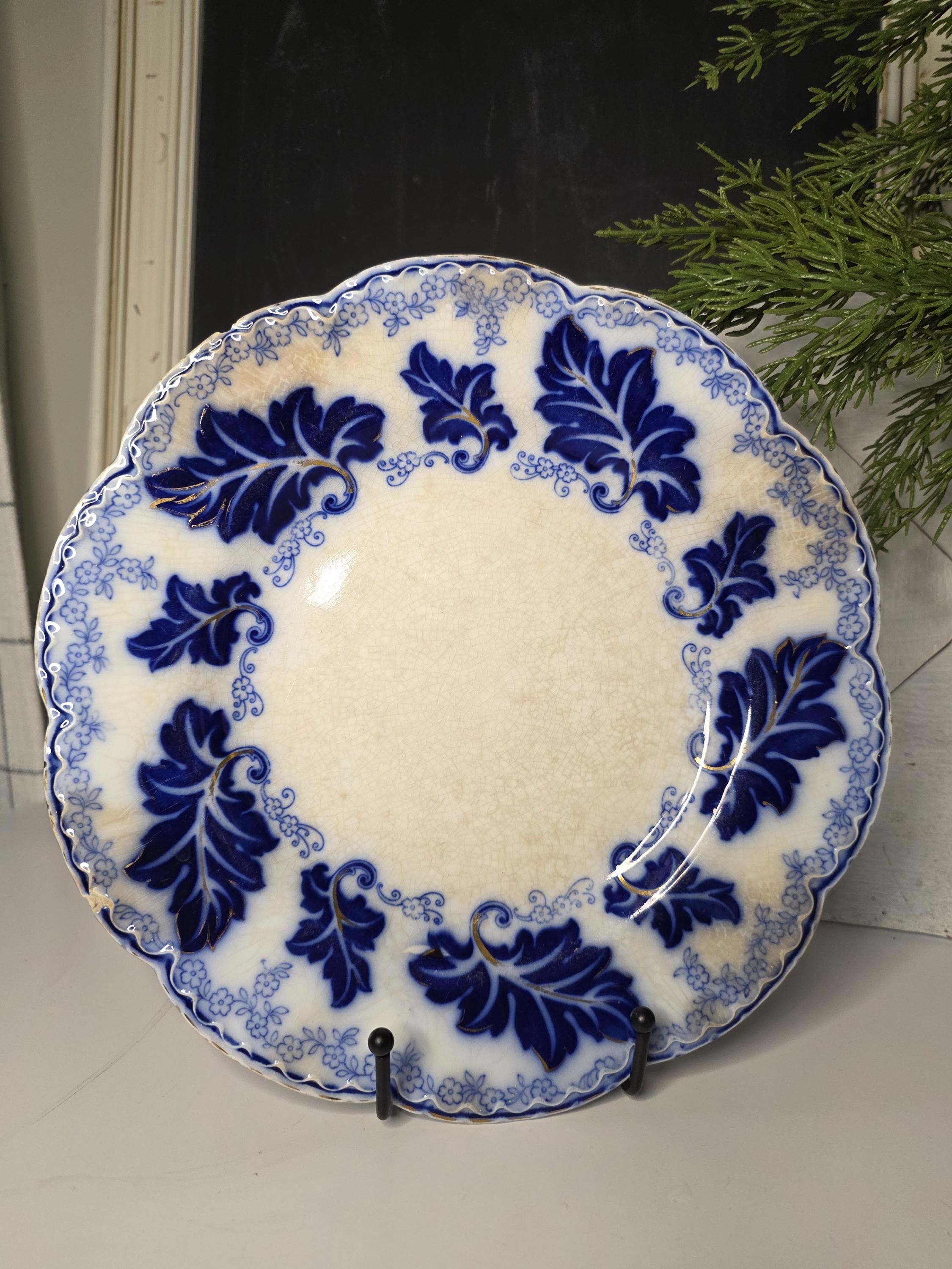 英国アンティーク19世紀 ジョンソンB ノルマンディーフローブルー皿 Johnson Flow Blue Normandy - Etsy