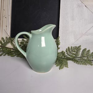 Vintage Little Light Green Pottery Pitcher USA