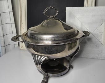Vintage Silver Plated Chafing Stand With Lid