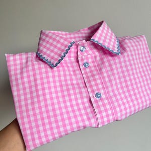 Vichykaro-Hemd, handgemachte Baumwollbluse, ethische nachhaltige Kleidung