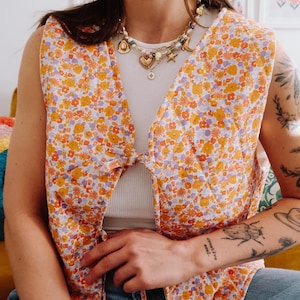 Gesteppte Boho-Weste - Wendeweste für Damen mit Musselin-Futter