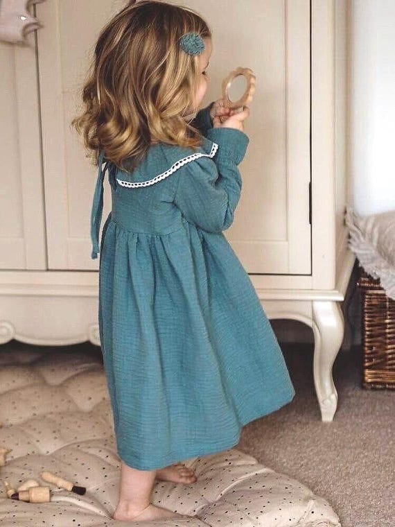 Organic Cotton Muslin Dress, Vintage Collar, Boho Toddler Outfit - Etsy