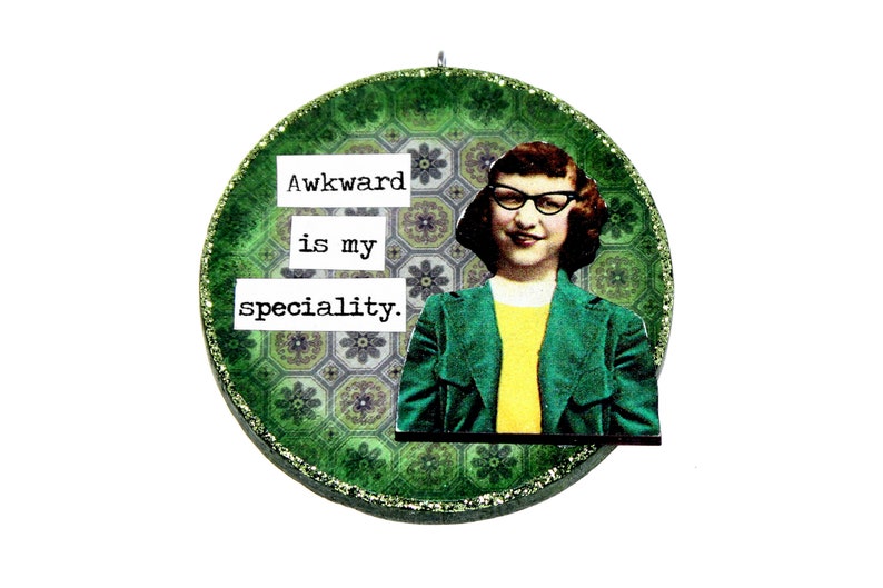 Whimsical Funny Nerd Lady Wood Ornament Snarky Sarcastic Adult Christmas Decor Handmade Mature Gift