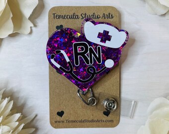 Carrete de insignia de enfermería / Enfermera registrada / Regalo de enfermera / Regalo de estudiante / Regalo de estudiante de enfermería / Carretes de insignia / Carrete de insignia de pellizco / Regalo de compañero de trabajo