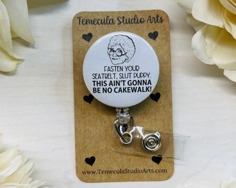 Dark Humor Badge Reel | Lanyard | Medical ID Badge | Pinch Clip Badge Reel | Nurse Badge Reel Funny | Funny Badge Holder | Golden