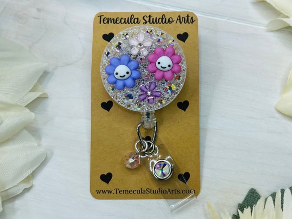 Flower Badge Reel | Daisies Gift | Daisies | Badge Reels | Pinch Badge Reel | Cute Badge Reel | Nurse Gift | Teacher Gift | Student Badge