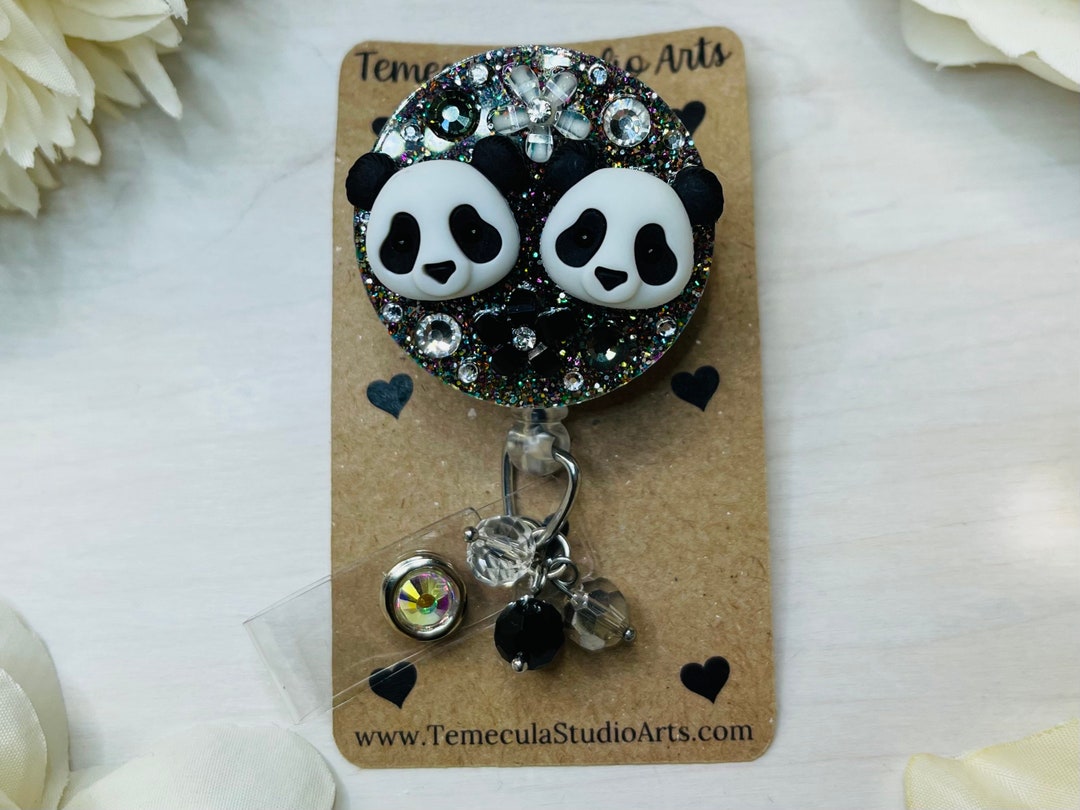 Panda Badge Reel Panda Gift Retractable Badge Reel Pinch Badge Reel