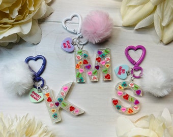 Cute Keychain | Anniversary Gift | Bag Charm | Bag Clip | Valentines Keychain | Conversation Hearts | Valentines Gift | Teacher Gift