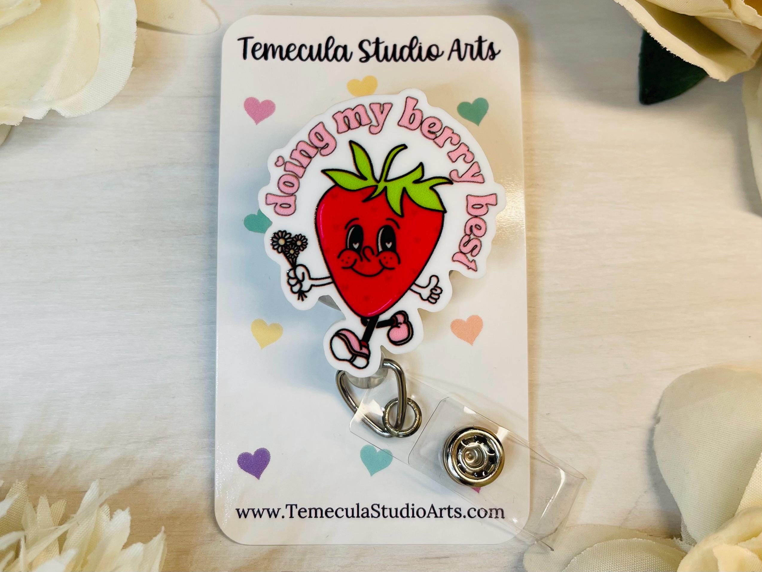 Strawberry Badge Reel | Coworker Gift | Nurse Gift | Student Gift | Teacher Gift | Funny Badge Reels | Pinch Badge Reel | Cute Badge Reel