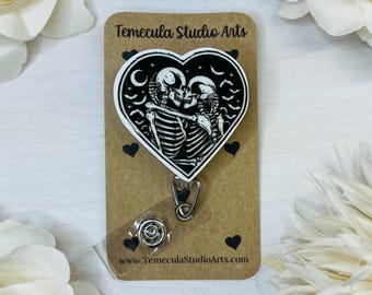 Skeleton Badge Reel | Halloween | Skeletons | Chiropractor Gift | Badge Reels | Pinch Badge Reel | Cute Badge Reel | Skeleton Kiss