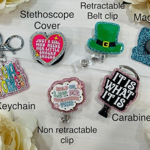 Bobine d'insigne toujours fatiguée | Porte-badge noir coeur | Cadeau étudiant infirmière | Cadeau clinique | Bobines pour badge étudiant | Lanière ER Tech | Paillettes image 4