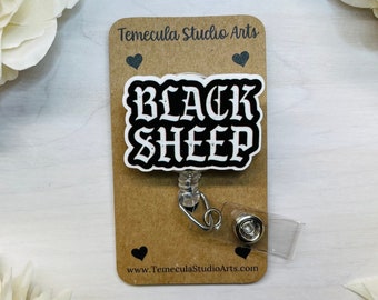 Funny Badge Reel | Badge Reel | Medical ID Badge | Pinch Clip Badge Reel | Nurse Badge Reel Funny | Funny Badge Holder | Black Sheep
