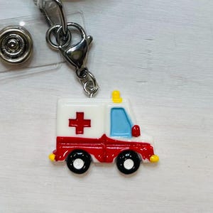 Ambulance Charm | Badge Charm | Badge Holder Charm | Badge Buddy | RN Badge Buddy | Badge Reel Charms | EMT Jewelry | EMT Charm