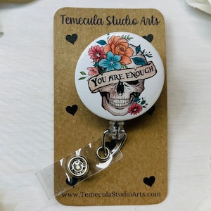 Skull Badge Reel | ER Nurse Badge Reel | Lanyard | Pinch Clip Badge Reel | Nurse Badge Reel | Skull Badge Holder