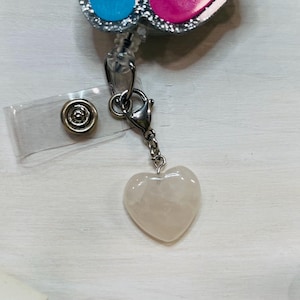 Rose Quartz Charm | Rose Quartz Heart | Badge Buddy | Purse Charm | Lucky Charm | Natural Stone | Mineral | Natural Rose Quartz | Crystal